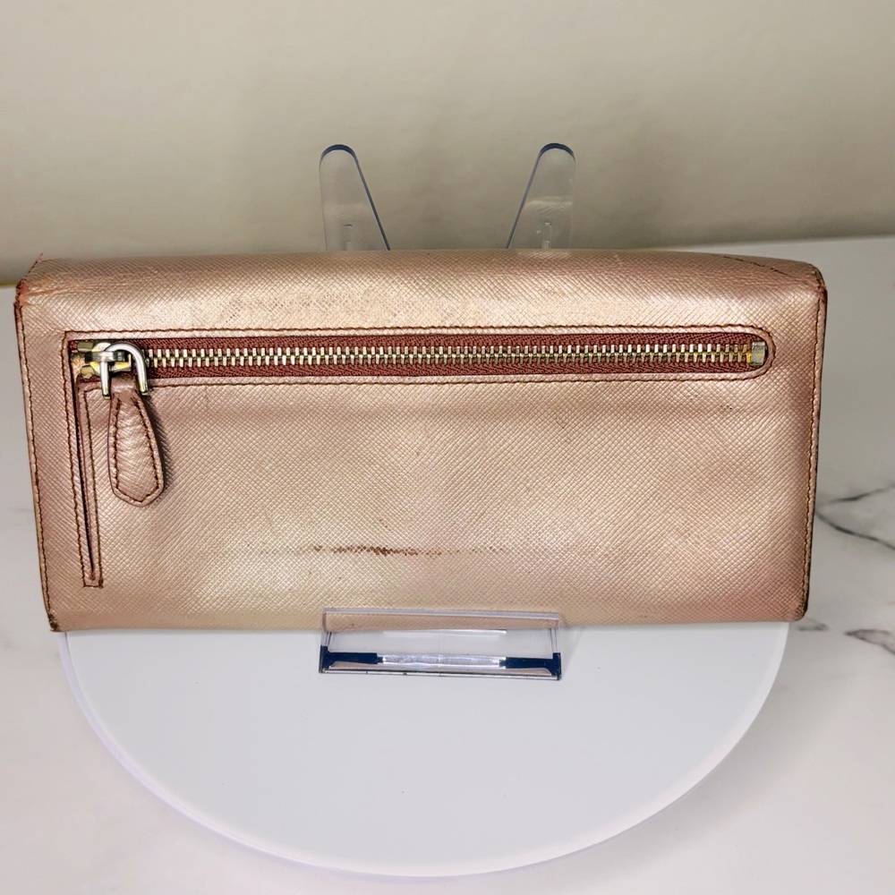 Prada Blush Pink Metallic‎ Style Women's Long Wallet - Fair Condition - Picture 5 of 13